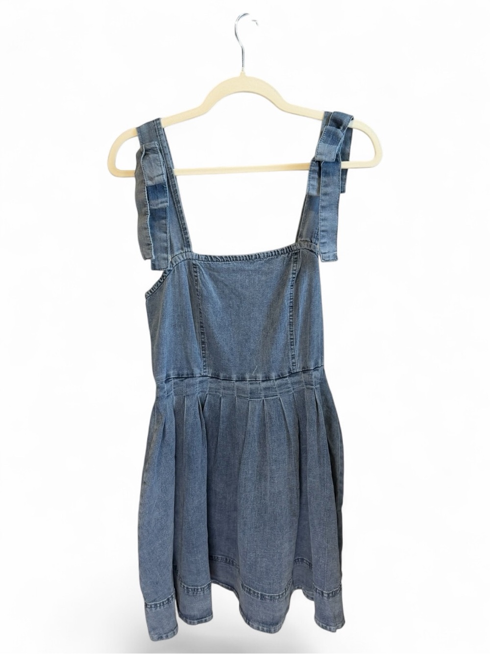 Denim Tie-Strap Mini Dress - Blue